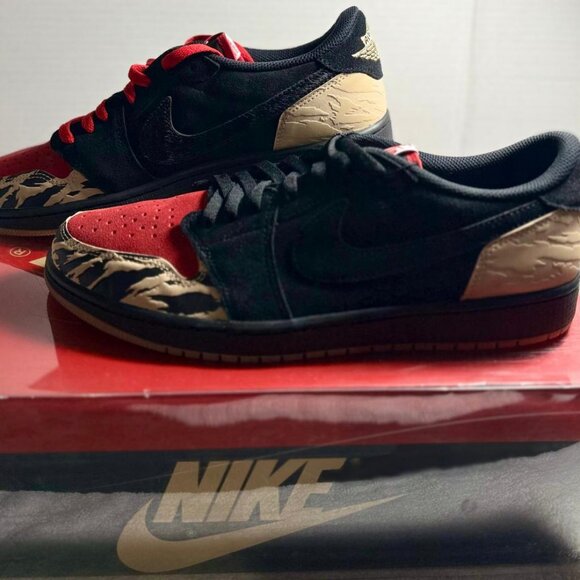 Air Jordan 1 Sz 12.5 Black/Tan/Red Rare Retro Nike Solefly - DN3400 001 Exc Cond - Picture 8 of 13